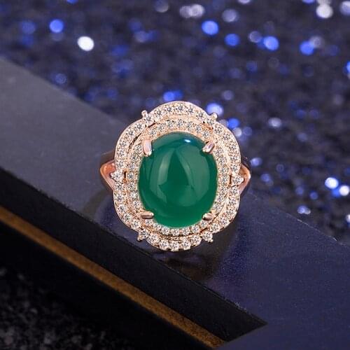 Chalcedony Ring Charm Jewelry Hetian Jade Agate 925 Silver Natural Carved Amulet Gifts for Her Women