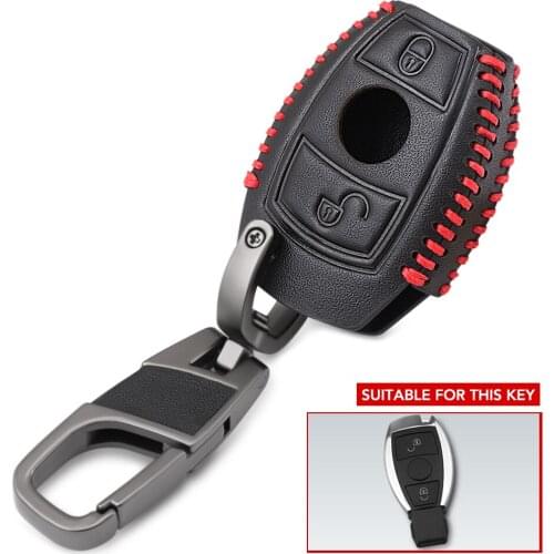 Leather Key Cover Case Shell For Mercedes Benz W203 W204 W211 CLK C180 E200 AMG C E S Class Keyrings Holders Car Accessories