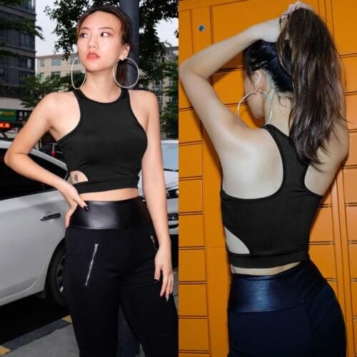 Summer New Women Slotted back Vest Sport Seamless Racerback Bra Sexy Padded Stretch Workout Top Tank Camisole