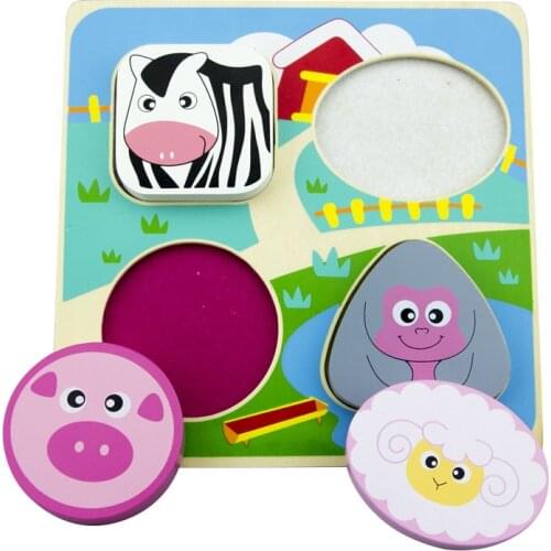 Montessori Materials Animals 3D Puzzle Educational Wooden Toys For Children Funny Bricks Puzzles Sensory Toy Kids Learning Toys