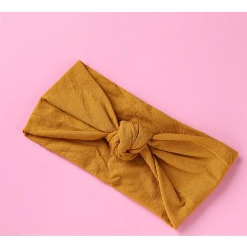 Sweet Baby Girls Headband Solid Color Hair Band Knitted Bow Head Band Elastic Turban Kids Headwrap Newborn Baby Hair Accessories