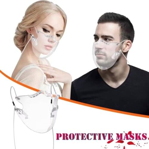 Reusable Face Mask with Lanyard Clear Plastic Anti-Oil-Splash Fog Face Shield Kitchen Tool Splatter Screen Protector Mouth Cover