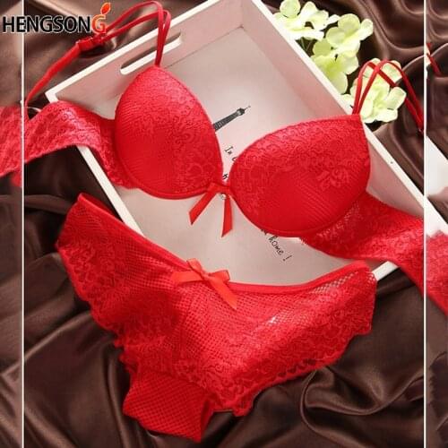 Fashion fashion lace sexy thin deep V-neck push up underwear hot-selling vintage solid color bra set women underwear