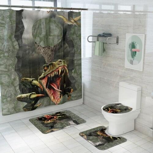 Cartoon Bathroom Microfiber Bath Mat Home Decor Carpet and Shower Curtain Set Machine Made Toilet Non Slip Floor Carpet