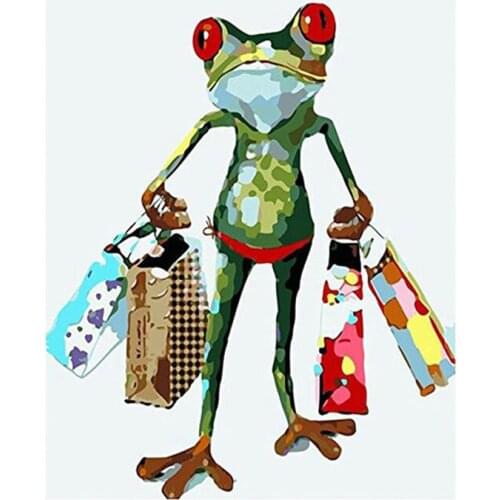 DIY Painting By Numbers Cartoon Frog Kit Oil Picture By Numbers 40x50cm Wall Art Acrylic Paintings On Canvas Home Decoration