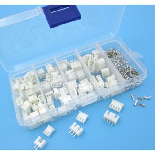 50 Sets Kit in box XH2.54 2p 3p 4 pin 2.54mm Pitch Terminal / Housing / Pin Header Connector Wire Connectors Adaptor XH2P