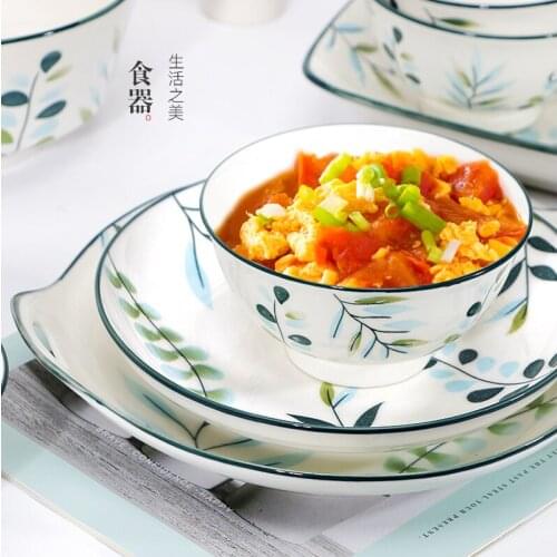 Nordic Style Soup Bowl Set Ceramica Creative Kitchen Storage Dishes Rice Bowl Ramen Soup Talerze Obiadowe Dinnerware DI50W