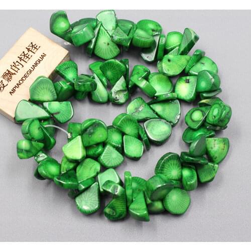 B0103 Natural 10x12-12x14mm Top-drilled Fan Green Coral Gems Stone Loose Beads 15'' Strands Jewelry Making DIY