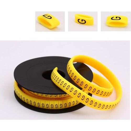 EC-J yellow background black PVC flat FM-1 number tube 9mm cable wiring identification mark line number tube number letter