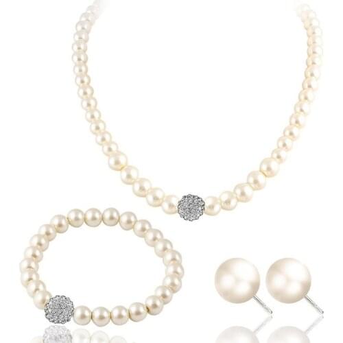 POPACC 3pc Silver Color Womens Fashion Jewelry Pearl Jewelry Sweater Necklace Gift For Girlfriend Hot Necklace Jewelry