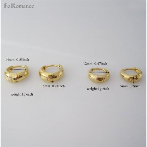 TWO SIZES CUTE PLAIN SURFACE YELLOW GOLD GP FILLED OVERLAY HUGGIE HOOP 12mm and 14mm EARRING
