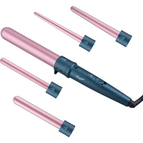 CkeyiN Hair Curling Wand 5 in 1 Curling Iron Tourmaline Ceramic Hair Curler 5 Interchangeable Barrels 0.35-1.25 Inch Hair Styler