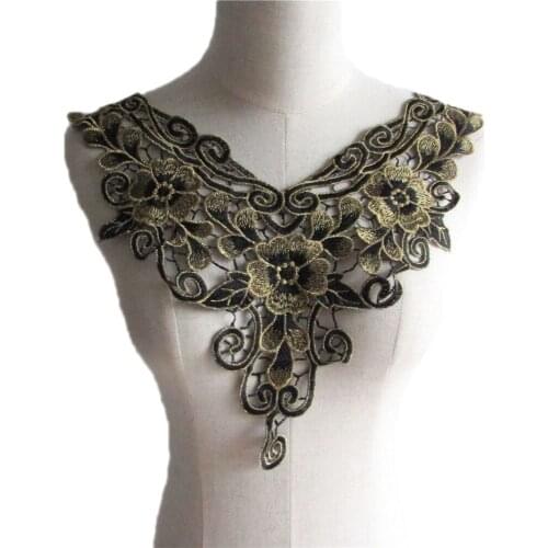 Clothing fake neighbor embroidery DYI lace colorful sewing ladies chest applique craft supplies accessories 1 piece for sale