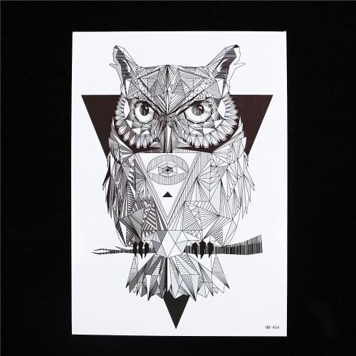 1pc Waterproof Temporary Tattoo for Women Men Geometry Owl Body Shoulder Arm Art Design HB454 Tattoo Sticker Sexy Products Decal