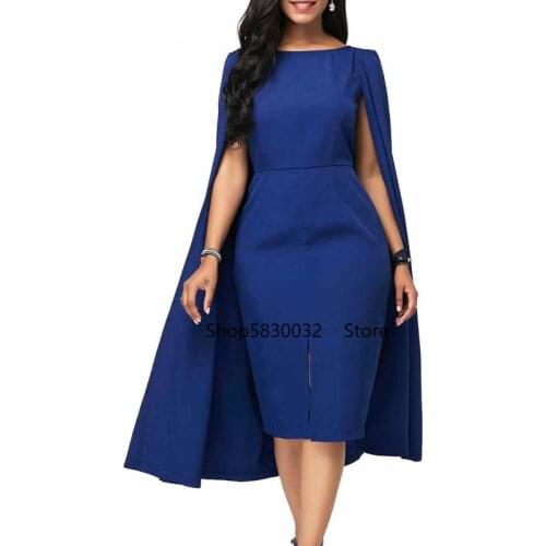 Summer Autumn Dress Women 2021 Casual Plus Size Slim Cloak Office Pencil Bodycon Dresses Elegant Vintage Sexy Split Party Dress