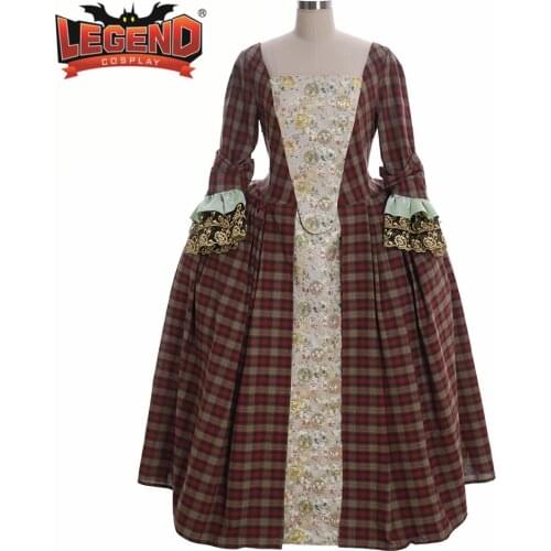 Outlander Cosplay womens scottish highland plaid ball gown dress outlander Claire Randall plaid dress costume custom made