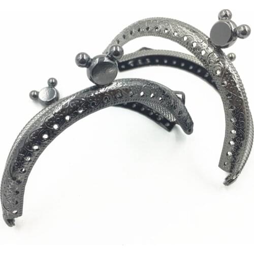 1Pc Kiss Clutch Clasp Coins Purse Bag Handbag Handle Flower Embossed Mouse Heads Classic Arc Metal Frame DIY Findings 8.5cm