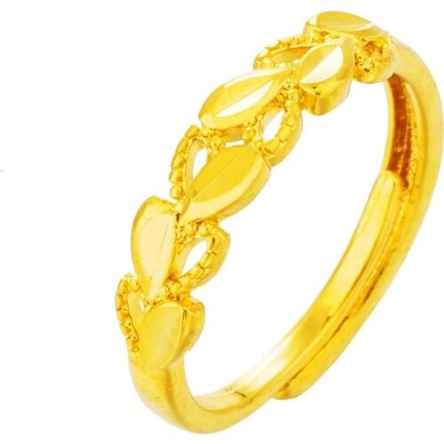 100% 24K gold ring for women Symbolize peace Olive Branch Leaves Open Rings For Women Creative Lady Fashion Jewelry Freeshipping