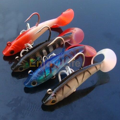 5Pcs*9.5cm 18g Fishing Soft Lures Bait Lead Fish Fishing ArtificialJig Wobblers Rubber Silicon Lure Mustard Hook