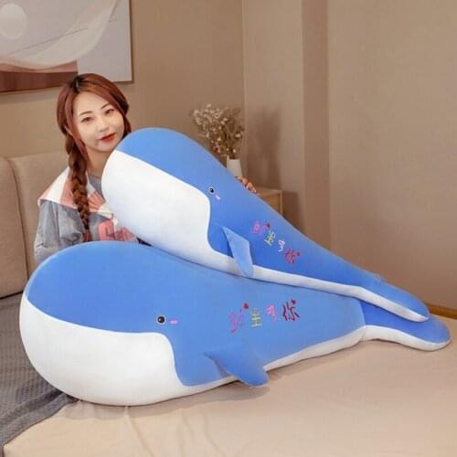 80/100/120cm Huge Size Whale Plush Toy Blue Sea Whale Animals Stuffed Doll Toy Huggable Shark Soft Animal Pillow Kids Gift