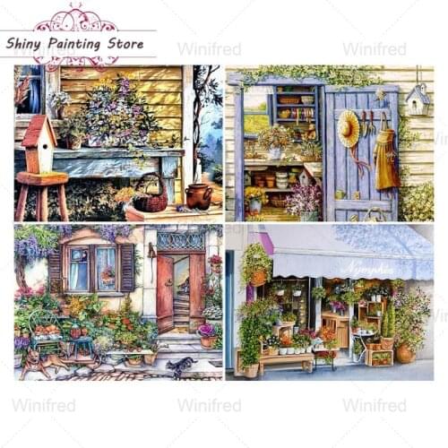 5D DIY Full Drill Diamond Painting Garden Flower Scenery Diamond Embroidery Landscape Mosaic Picture Rhinestone Home Decor Mural