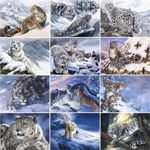 AZQSD Diamond Embroidery Leopard Animal Mosaic Full Square/Round Drill Diamond Painting 5d Snow Home Decor Cross Stitch Kits