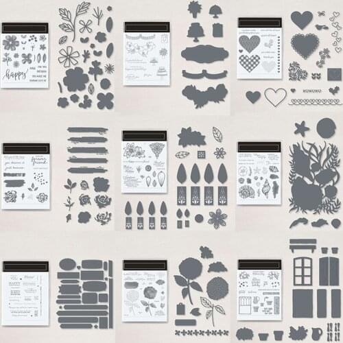 Hearts Tags Doors Blooming Flowers Sentences Phrases Transparent Clear Stamp Cutting Die For DIY Scrapbooking Craft Cards 20A