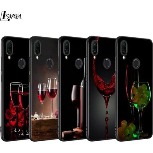 Black TPU Cover For Redmi 8A 8 7A 7 Shell Red wine glass For Xiaomi Redmi 4X 5A 6 6A S2 K20 GO Pro Phone Case
