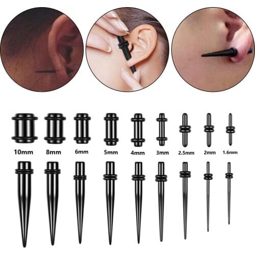 1Pair Black Ear Taper Plug Stretcher Expander Gauge Acrylic Piercings Expansion Body Piercing Jewelry