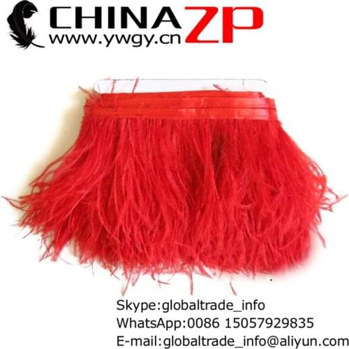 CHINAZP Factory Cheap Wholesale 20yards/lot Exporting Quality Dyed Red Ostrich Feather Fringe Trimming