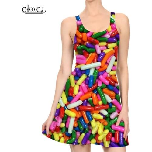 CLOOCL New Fashion Colorful Candies Ladies Summer Trend Party Girls 3D Print Pattern Dress Sexy