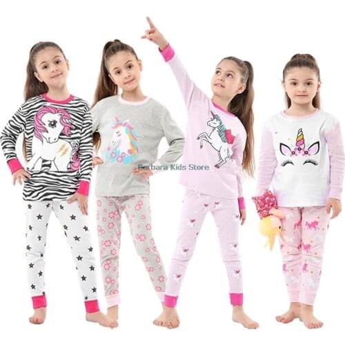 Children Full Sleeve Cotton Boys Pajamas Sets Unicorn Pajamas for Girls Christmas Pajama for 2 3 4 5 6 7 8 Years Homeweear Baby
