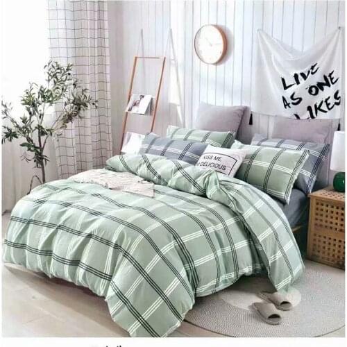 Home textile printing flat bed pillowcase childrens bedding hot sale lattice mattress protective cover washed cotton sheets