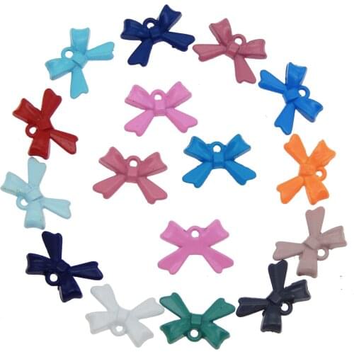 GraceAngie 60pcs Colorful Bow Tie Shape Enamel Handmade Metal Alloy Necklace Pendant Decorate Bracelet Crafts Jewelry Findings