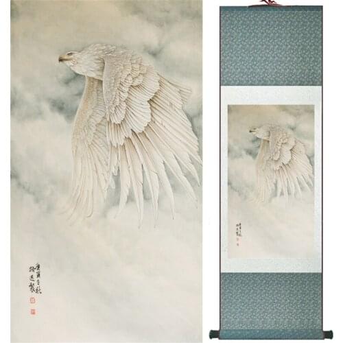 Eagle painting Home Office Decoration Chinese scroll painting eagle on Pine tree painting eagle picture SCGS2017120322