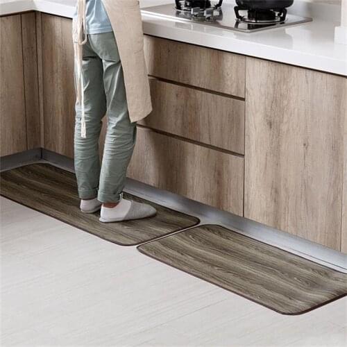 Kitchen Carpet Non-Slip Waterproof Imitation Wood Grain Living Room Bedroom Hallway Entrance Doormat Outdoor Floor Mat Bath Rug
