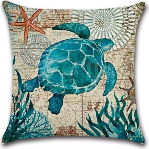 Marine animal Cushion Cover Cotton material Pillow Cases 45X45cm Bedroom Sofa Pillowcase Home Decor Christmas gift