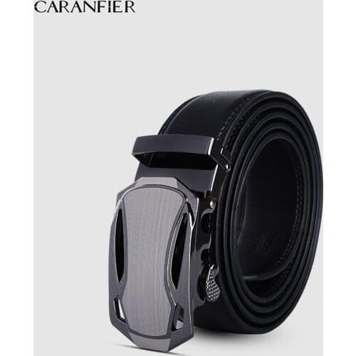 CARANFIER Brand Belt Men 100% Good Quality Cowskin Genuine Luxury Leather Mens Belts for Men,Strap Male Metal Automatic Buckle