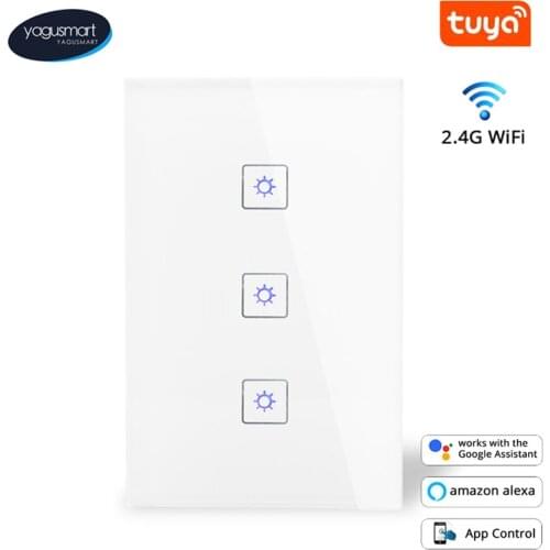 Yagusmart Tuya WiFi Wall Light Switch 1 2 3 Gang Alexa Google Home Smart Life App Voice Control Touch Interruptor 110V 240V
