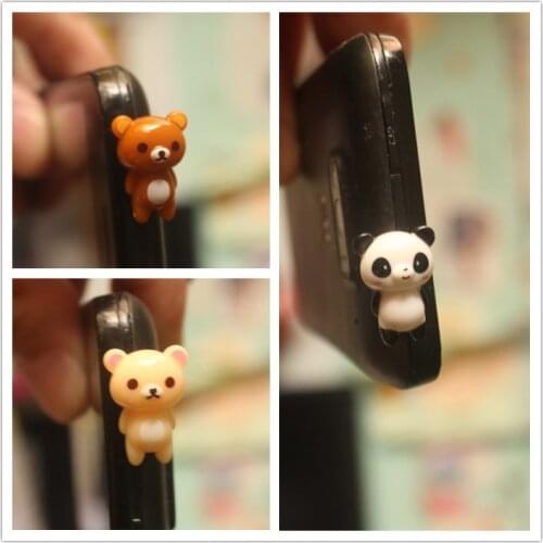 Wholesale 20pcs/lot kawaii high quality Rilakkuma Panda Anti dust plug for cell phone iphone 6s cute anime ear jack earphone cap