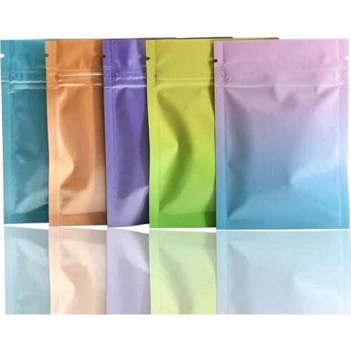 Retail 200pieces 5 Colored Flat Zip Lock Aluminum Foil Food Packaging Bag Snack Pouches Mylar Self Seal Ziplock Package Bags