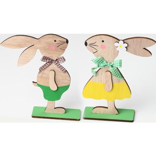 Happy Easter Wooden Bunny Rabbit For Home Decor Easter Rabbits Ornaments Easter Party Supplies Gifts For Kids Handcraft DIY