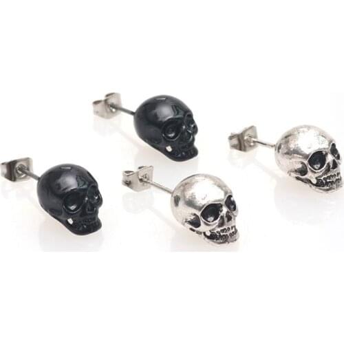Punk 3D Skull Head Hip-hop Stud Earrings Unisex Fashion Jewelry Skeleton Earring