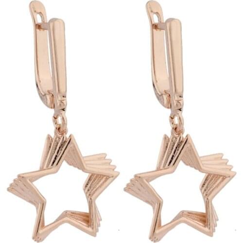 New Trendy Earrings Star Shape Design Unusual Earrings 585 Rose Gold Wedding Unique Fashion Jewelry 2021 Free Shipping