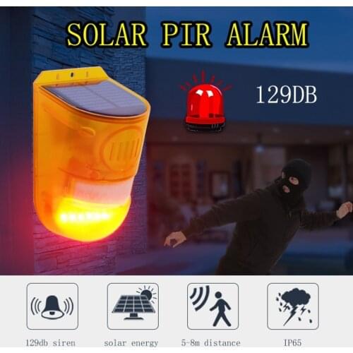 IP65 Solar Alarm Siren With Strobe Wireless PIR Motion Sensor Alarm Detector For Garden Yard With 4 Modol Day And Night Lighting
