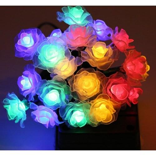 LED Rose Flower Solar Led Light Outdoor Solar Garland Garden Decor Fairy Lights Wedding String Lights Christmas Decoration 7/12M