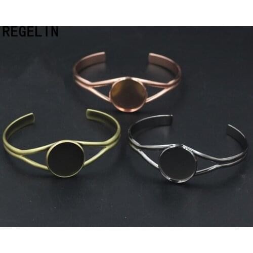 REGELIN 1pcs 20/25mm Cabochon Blank Bangle Base Copper Bracelet Blank Findings Tray Bezel Setting 6 Colors jewelry accessories