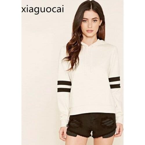 XiaGuoCai Autumn Short Hoodie for Women White Brand Designer Chiffon Female Sweatshirt Pullovers Clothing K193 35