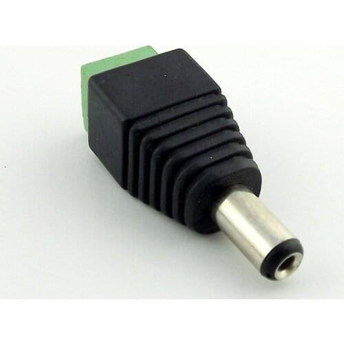 1pcs DC 5.5mm x 2.1mm 2.1 Male CCTV LED DC Power Plug Camera Balun Adapter Connector