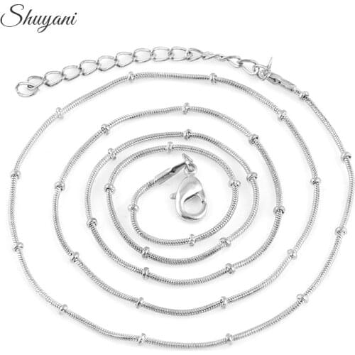 10pcs/lot 60+5cm Fashion 4 Colors Snake Chains Necklace Men Women With Lobster Clasps For Glass Living Floating Locket